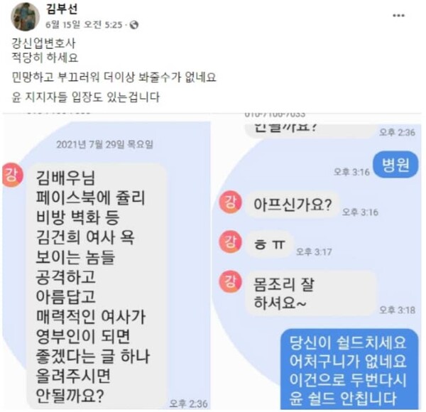 배우 김부선 페이스북 계정